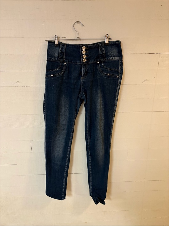 GOGO Denim - GoGo Dark Wash High Rise Button Front Skinny Jeans Size 11